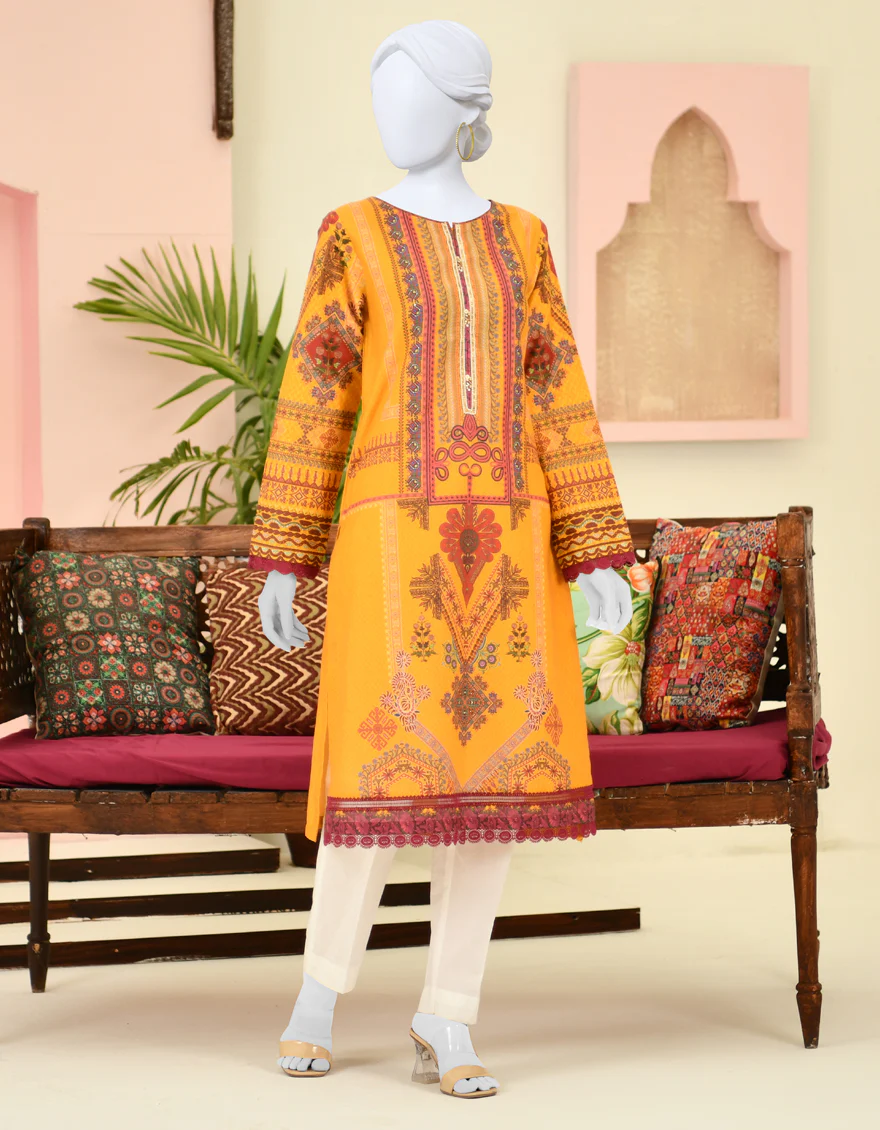 YELLOW LAWN KURTI | JJLK-S-JPWK-US-23-881 FB/ZALIA