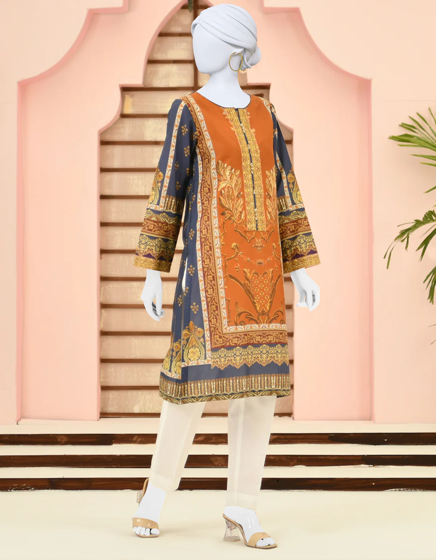 NAVY BLUE LAWN KURTI | JJLK-S-JPWK-US-23-886 FB/DOVE