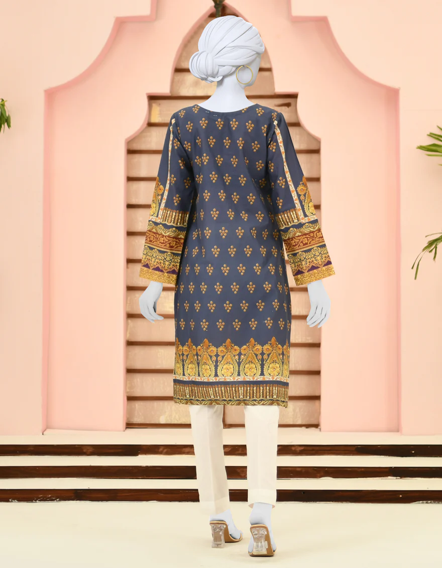 NAVY BLUE LAWN KURTI | JJLK-S-JPWK-US-23-886 FB/DOVE - Image 2