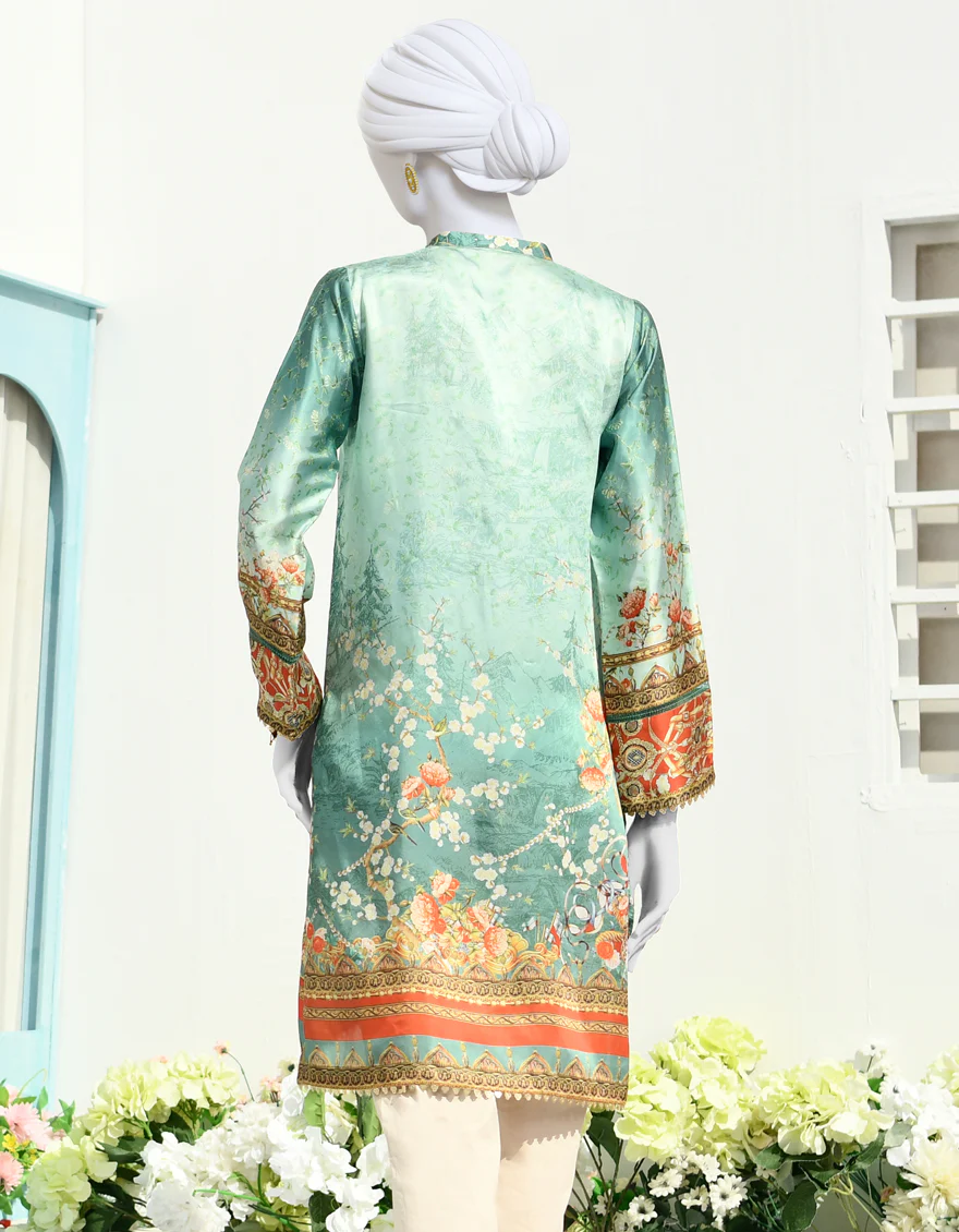 GREEN SILK KURTI | JJLK-S-JPWK-US-23-891 FB/AQUA - Image 2