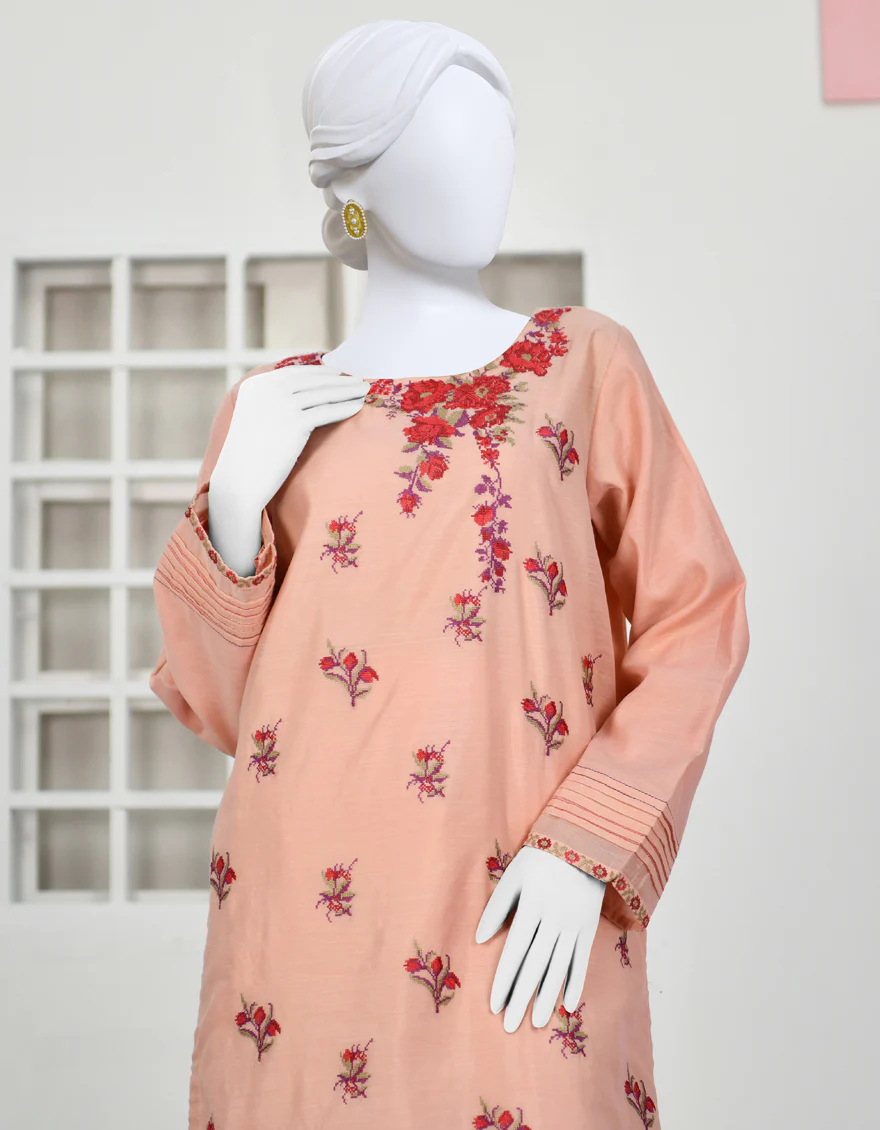 PEACH SILK KURTI | JJLK-S-JPWK-US-23-898 FB/JQ-891 - Image 3