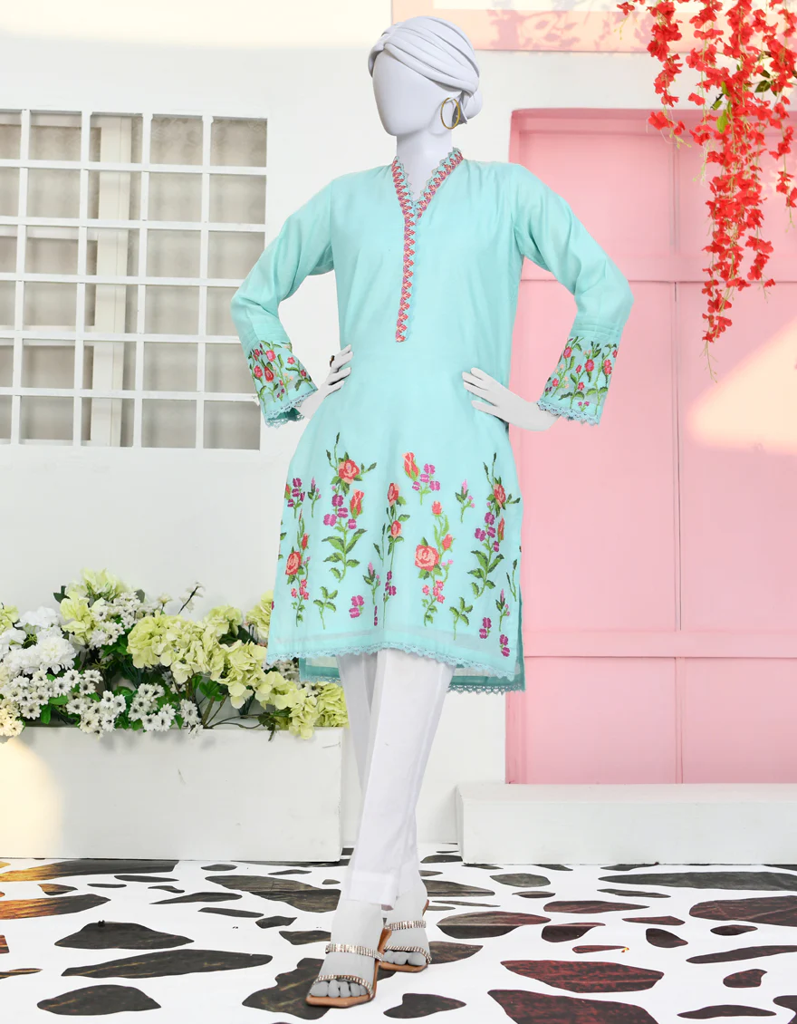 SEA GREEN COTTON KURTI | JJLK-S-JPWK-US-23-899 FB/JA-881 - Image 2