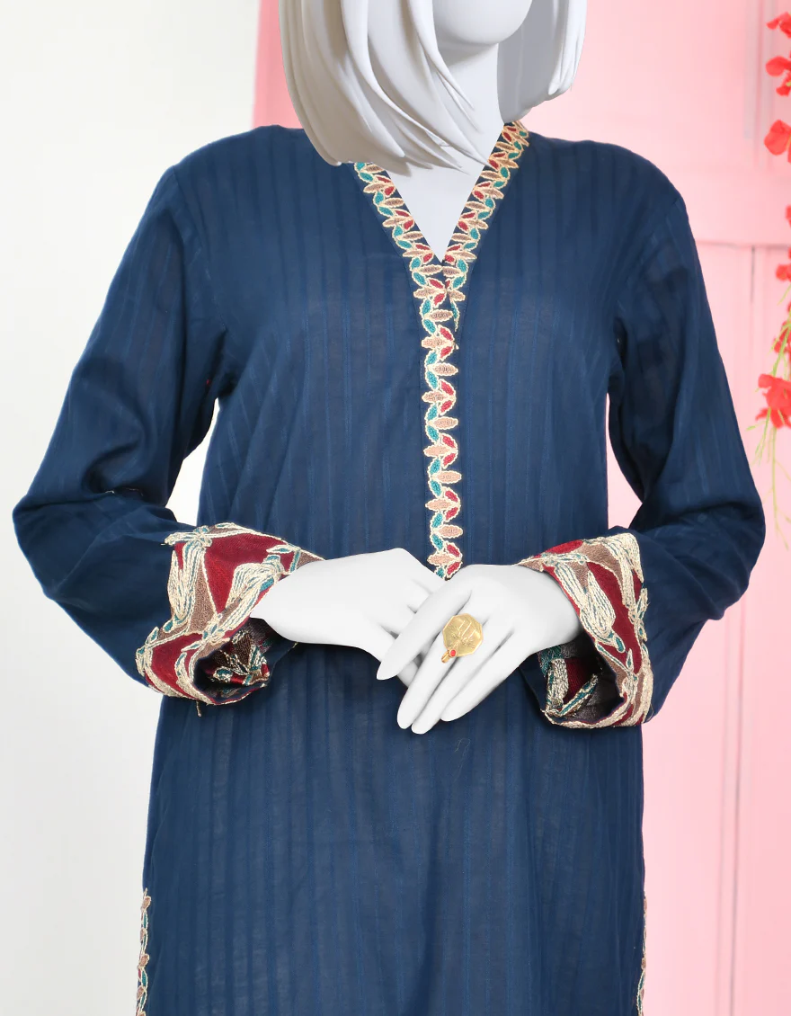 NAVY BLUE COTTON KURTI | JJLK-S-JPWK-US-23-913 FB/DOBBY - Image 3