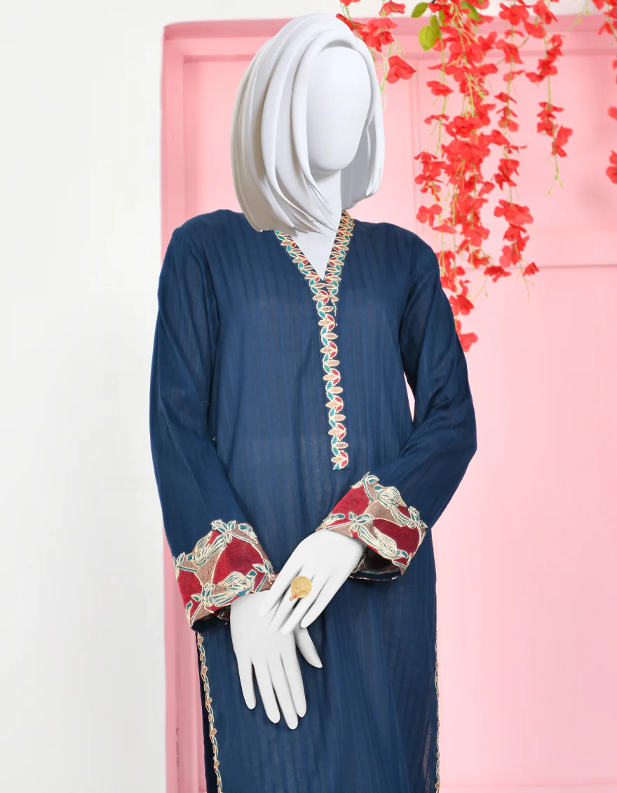 NAVY BLUE COTTON KURTI | JJLK-S-JPWK-US-23-913 FB/DOBBY - Image 4