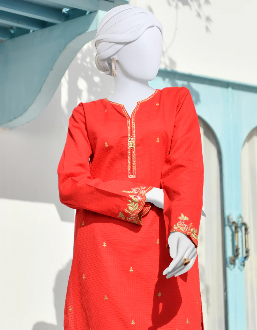 RED DOBBY KURTI | JJLK-S-JPWK-US-23-916 FB/JT-904 - Image 3