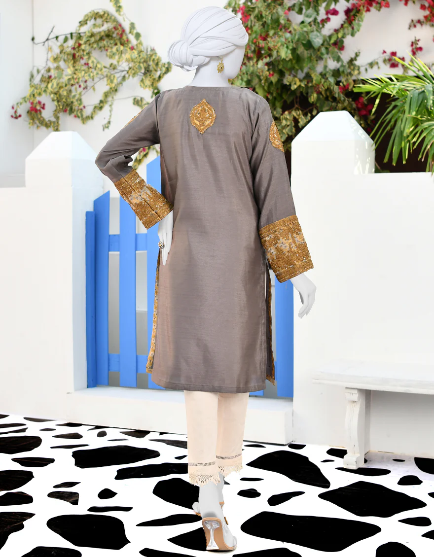 CHARCOAL GREY SILK KURTI | JJLK-S-JPWK-US-23-918 FB/CHARCOAL - Image 2