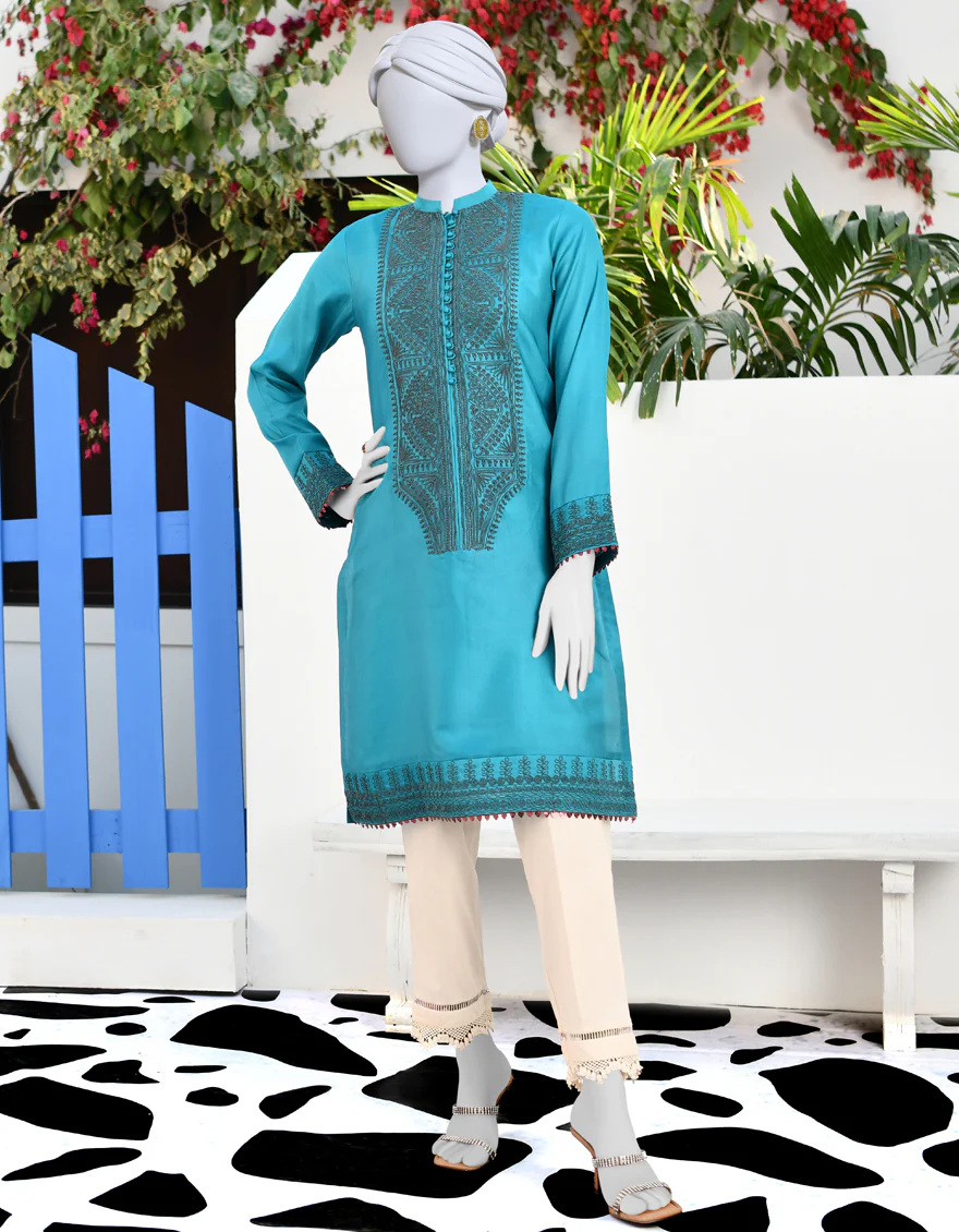 TEAL RAW SILK KURTI | JJLK-S-JPWK-US-23-920 FB/JAR-020 - Image 2