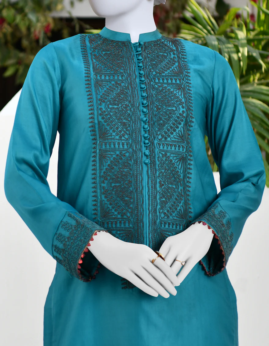 TEAL RAW SILK KURTI | JJLK-S-JPWK-US-23-920 FB/JAR-020 - Image 4