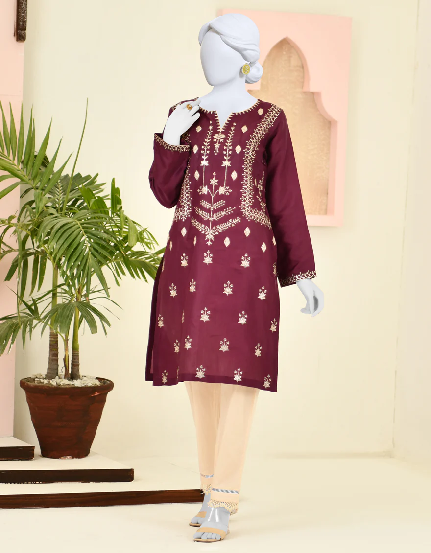 PLUM SILK KURTI | JJLK-S-JPWK-US-23-921 FB/PLUME