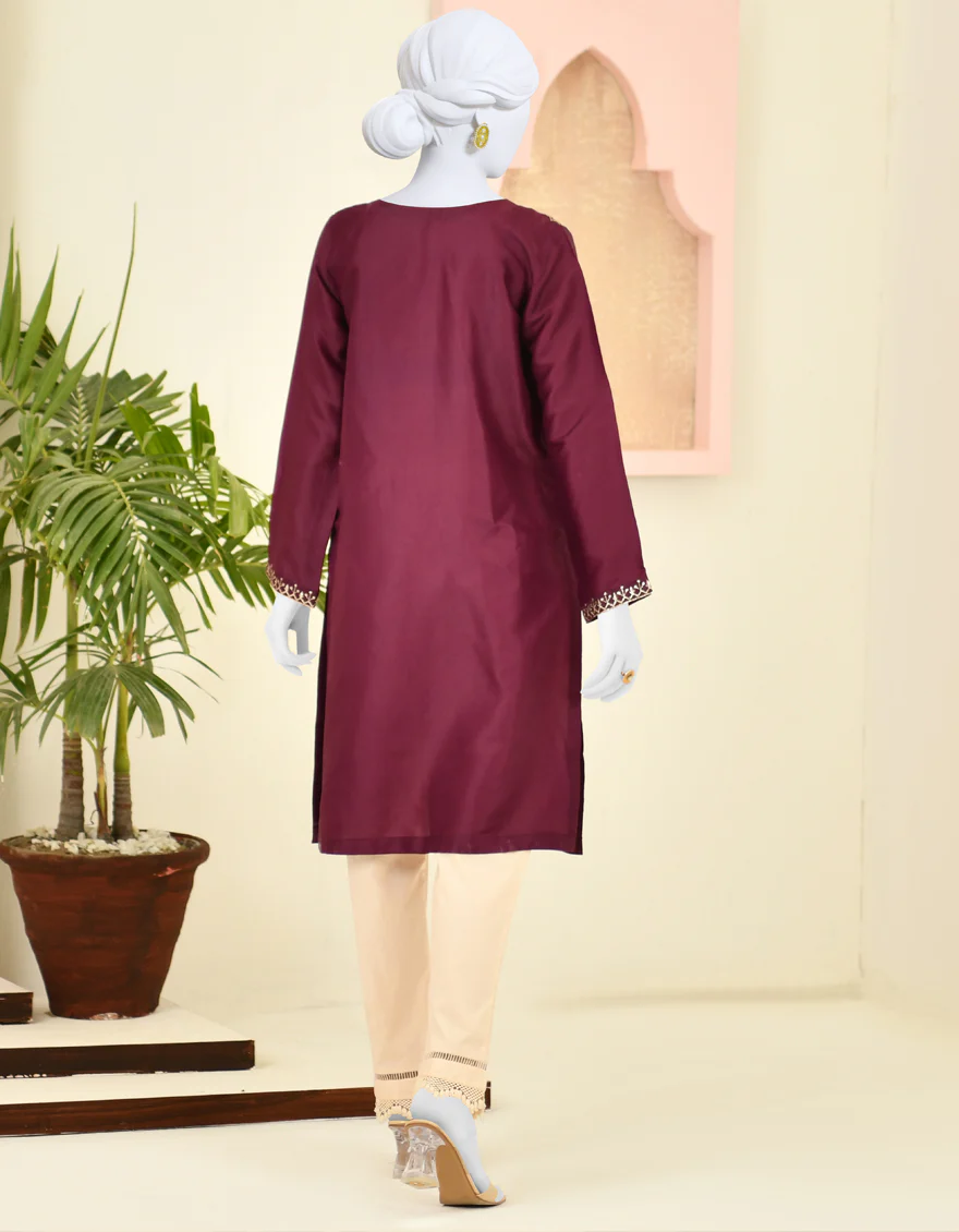PLUM SILK KURTI | JJLK-S-JPWK-US-23-921 FB/PLUME - Image 2