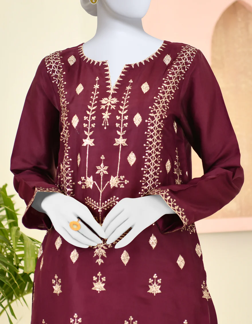 PLUM SILK KURTI | JJLK-S-JPWK-US-23-921 FB/PLUME - Image 3