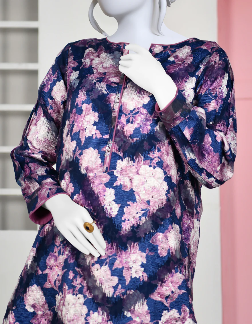 BLUE ORGANZA KURTI | JJLK-S-JPWK-US-23-926 FB/BURNOUT - Image 3