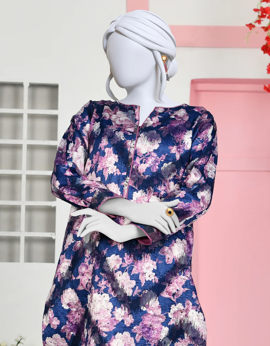 BLUE ORGANZA KURTI | JJLK-S-JPWK-US-23-926 FB/BURNOUT - Image 4