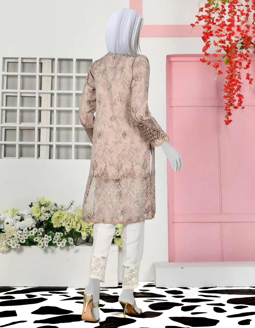 BEIGE ORGANZA KURTI | JJLK-S-JPWK-US-23-927 FB/BURNOUT - Image 2