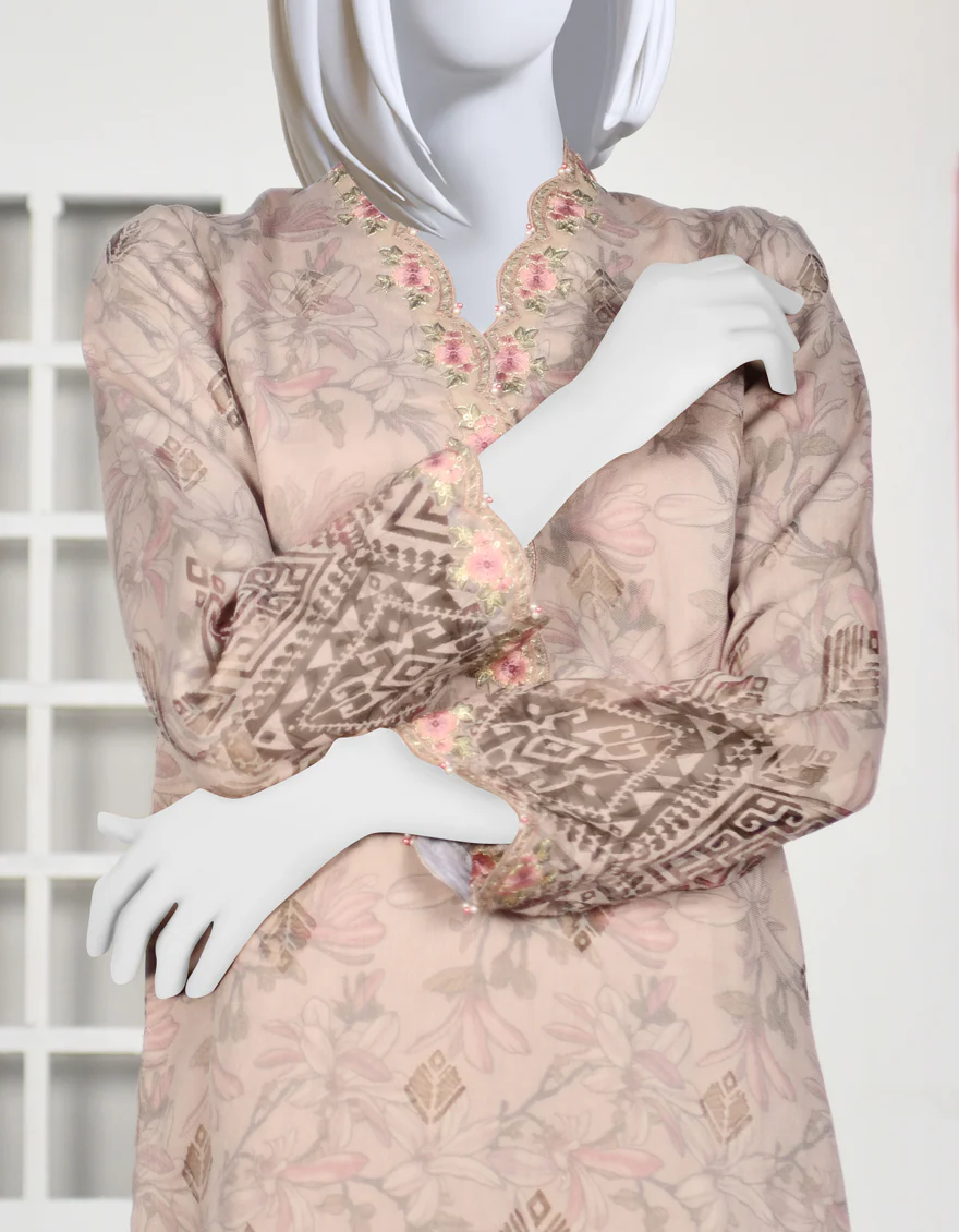 BEIGE ORGANZA KURTI | JJLK-S-JPWK-US-23-927 FB/BURNOUT - Image 3
