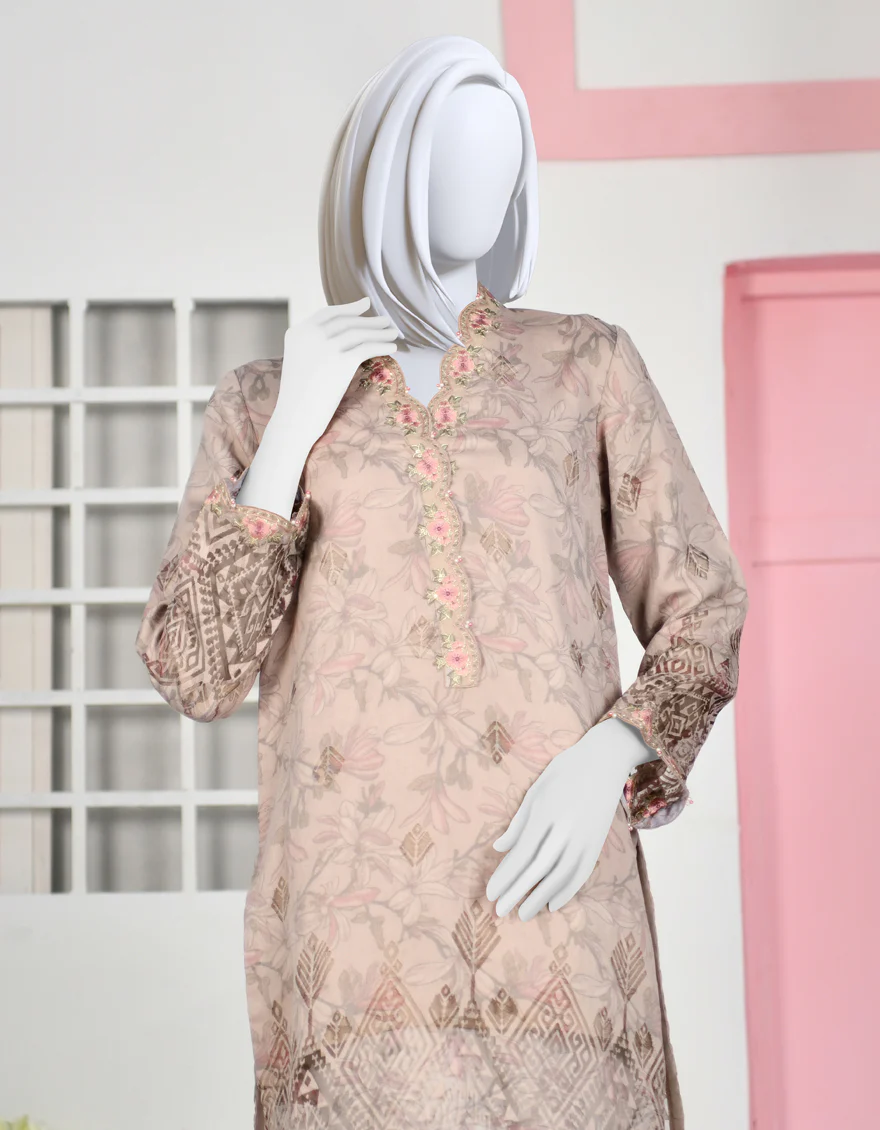 BEIGE ORGANZA KURTI | JJLK-S-JPWK-US-23-927 FB/BURNOUT - Image 4