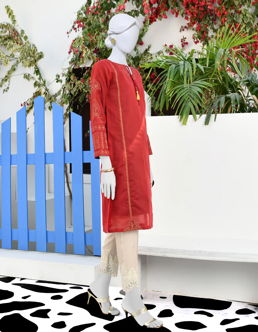 RED COTTON KURTI | JJLK-S-JPWK-US-23-930 FB/PAPER COTTON - Image 2