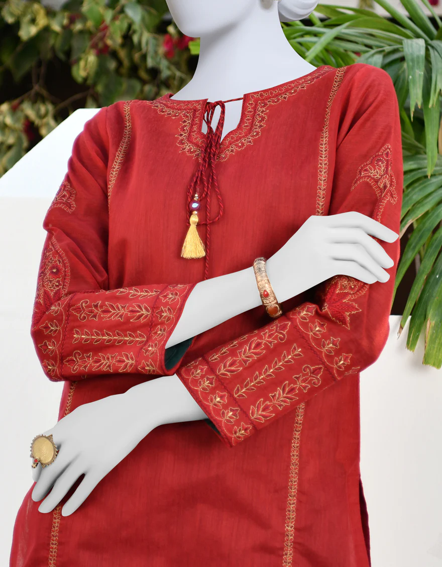 RED COTTON KURTI | JJLK-S-JPWK-US-23-930 FB/PAPER COTTON - Image 3