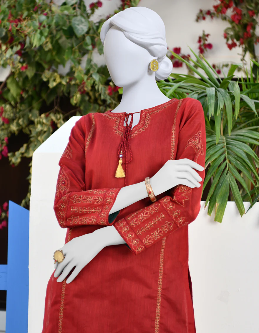 RED COTTON KURTI | JJLK-S-JPWK-US-23-930 FB/PAPER COTTON - Image 4