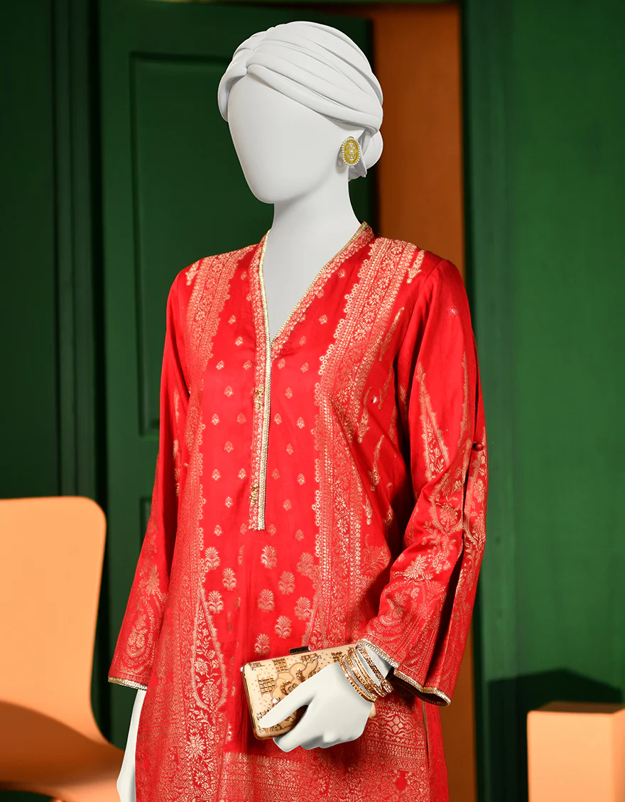 RED JACQUARD KURTI | JJLK-S-JPWK-US-23-959 FB/CORN - Image 2