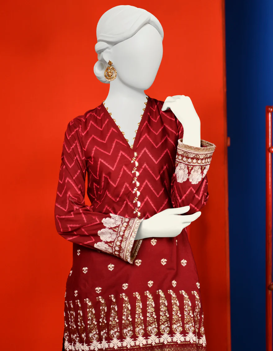 RED LAWN KURTI | JJLK-S-JPWK-US-23-970 FB/RFD - Image 2