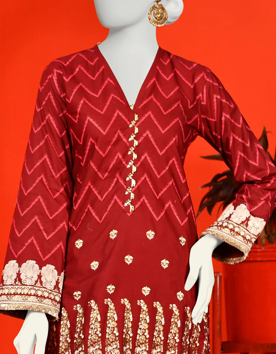 RED LAWN KURTI | JJLK-S-JPWK-US-23-970 FB/RFD - Image 3