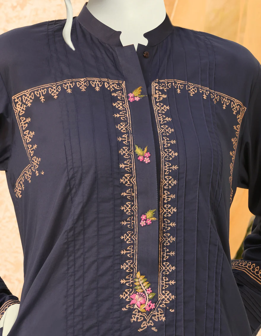 NAVY BLUE LAWN KURTI | JJLK-S-JPWS-US-22-3009 FB/BLUE EDGE - Image 3