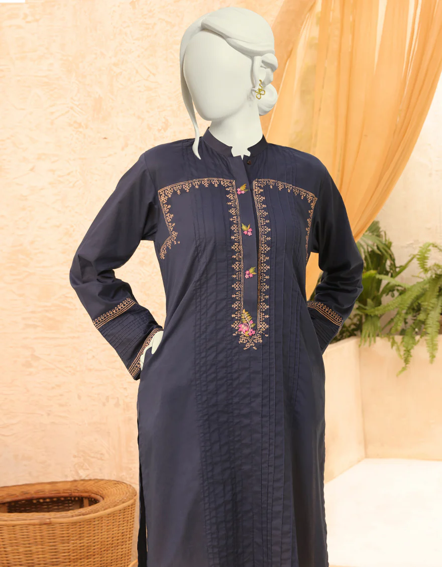 NAVY BLUE LAWN KURTI | JJLK-S-JPWS-US-22-3009 FB/BLUE EDGE - Image 4