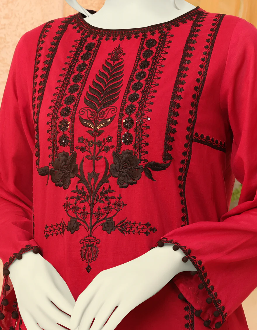 MAROON LAWN KURTI | JJLK-S-JPWS-US-22-3011 FB/CHILI - Image 3