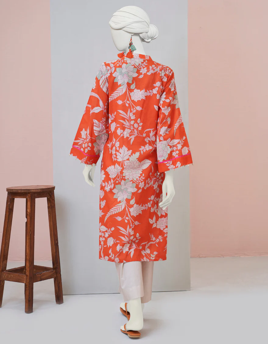 ORANGE LAWN KURTI | JJLK-S-JPWS-US-23-3001 FB/BOLD FLORAL-1 - Image 2