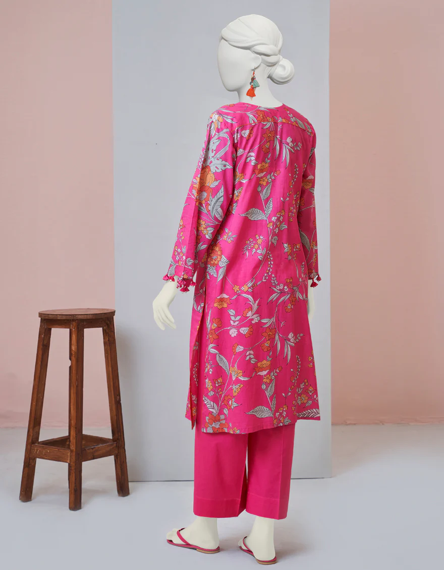 PINK LAWN KURTI | JJLK-S-JPWS-US-23-3002 FB/BOLD FLORAL-2 - Image 2