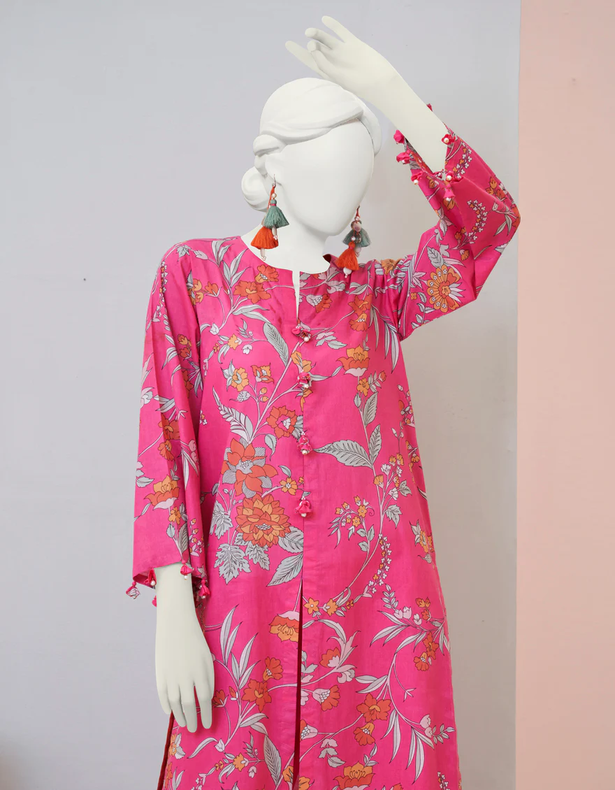 PINK LAWN KURTI | JJLK-S-JPWS-US-23-3002 FB/BOLD FLORAL-2 - Image 3