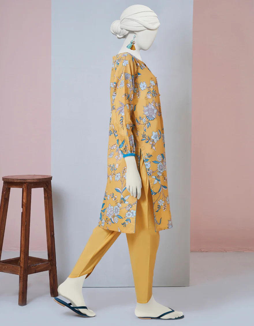YELLOW LAWN KURTI | JJLK-S-JPWS-US-23-3003 FB/BOLD FLORAL-3 - Image 2