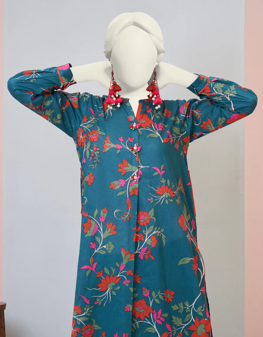 GREEN LAWN KURTI | JJLK-S-JPWS-US-23-3004 FB/BOLD FLORAL-4 - Image 3