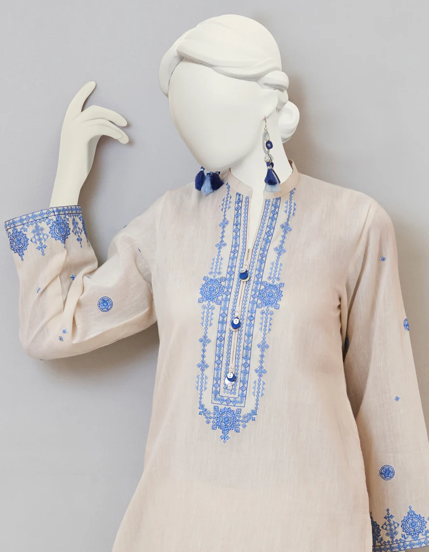 OFF WHITE DYED KURTI | JJLK-S-JPWS-US-23-3007 FB/BLUE HUES-3 - Image 2