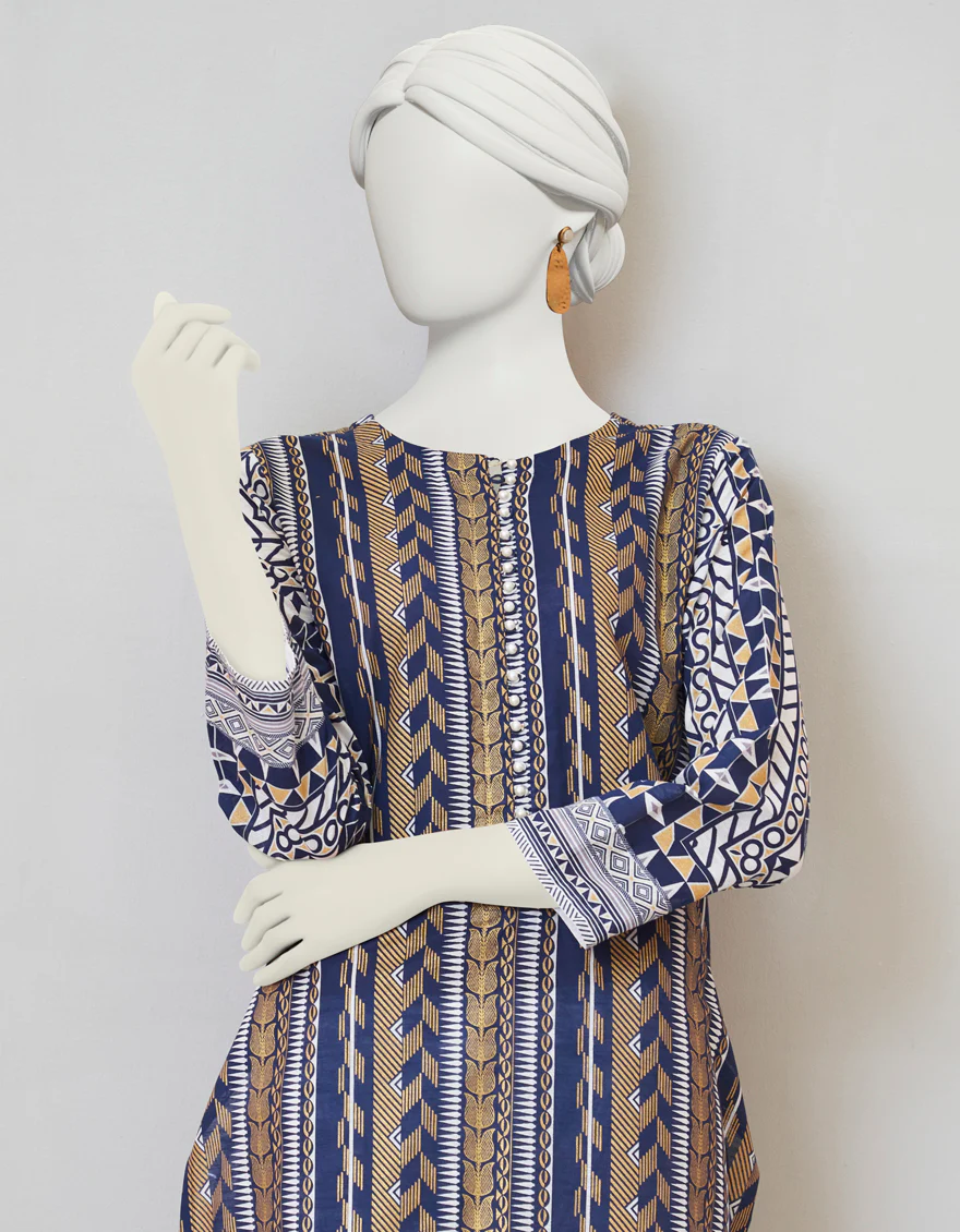 BLUE KHADDAR KURTI | JJLK-S-JPWS-US-23-3011 FB/GOLD LINES-3 - Image 3