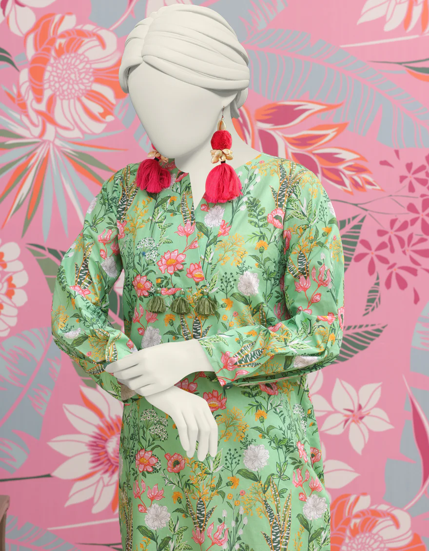 GREEN LAWN KURTI | JJLK-S-JSS-24-301 FB/BOTANICAL-01 - Image 3