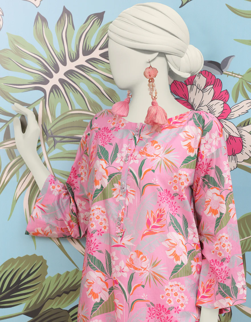 PINK LAWN KURTI | JJLK-S-JSS-24-302 FB/BOTANICAL-02 - Image 2