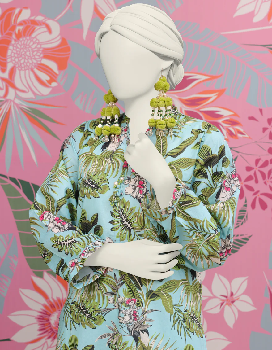 BLUE LAWN KURTI | JJLK-S-JSS-24-304 FB/BOTANICAL-04 - Image 2