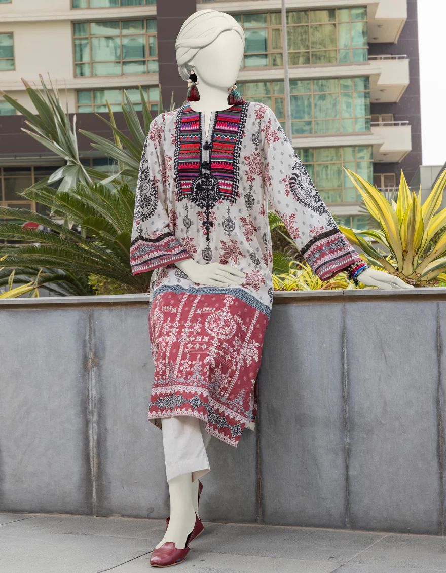 WHITE LAWN KURTI | JJLK-S-JSS-24-402 FB/ETHINIC-01 - Image 3