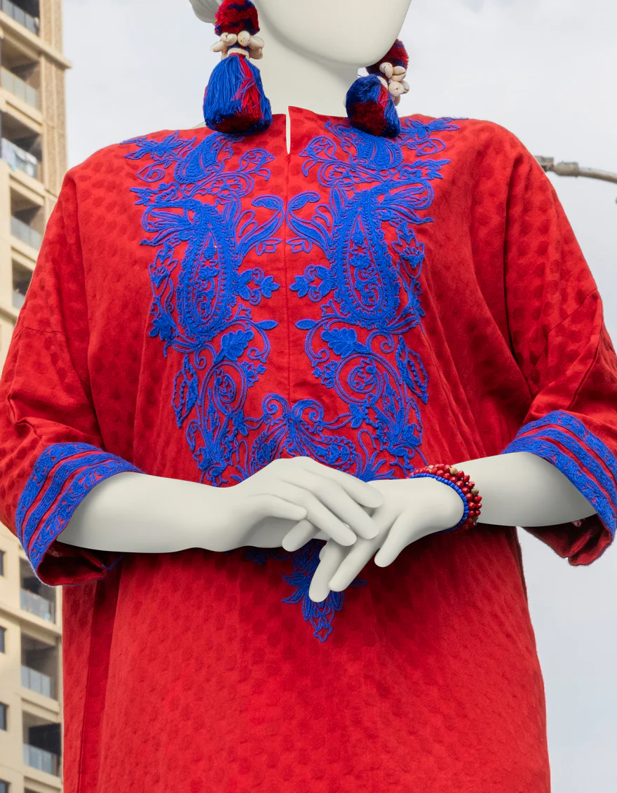 RED TEXTURED KURTI | JJLK-S-JSS-24-418 FB - Image 3