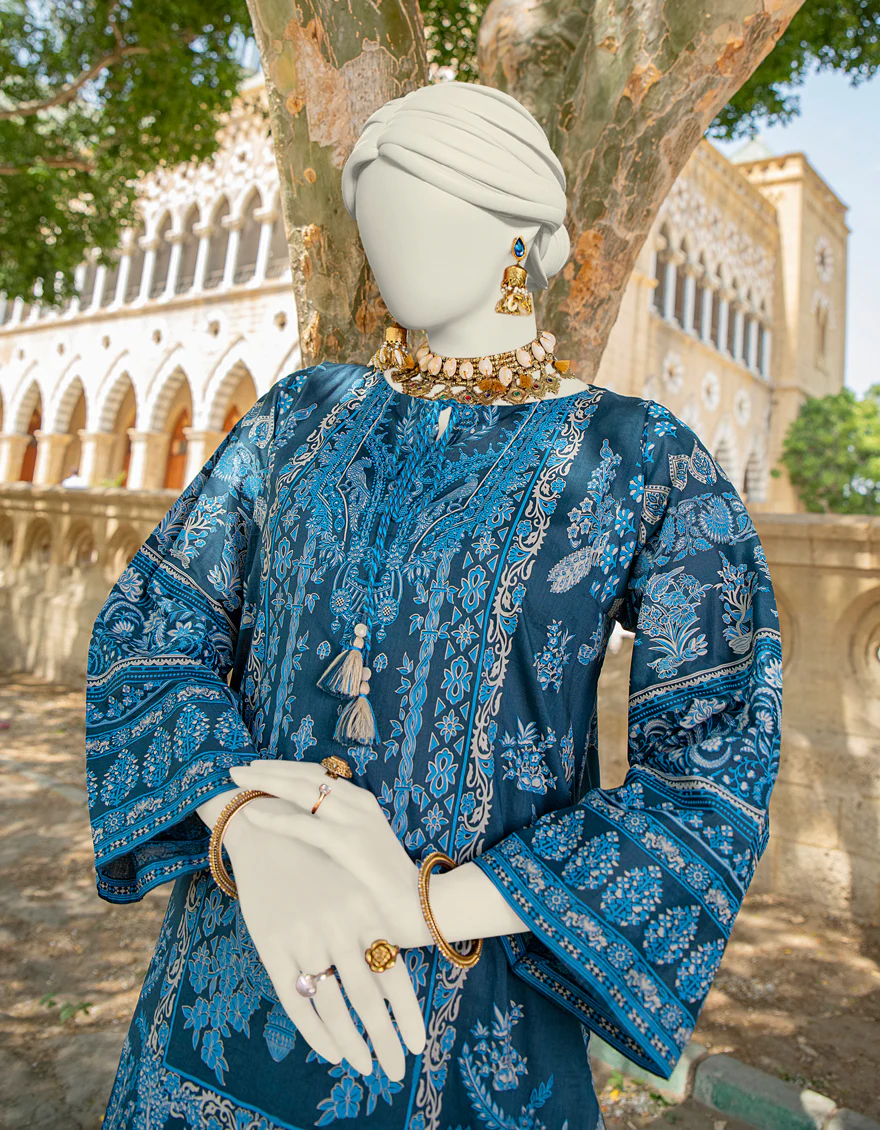 BLUE LAWN KURTI | JJLK-S-JSS-24-427 FB/NEON TRADTIONAL-02 - Image 3