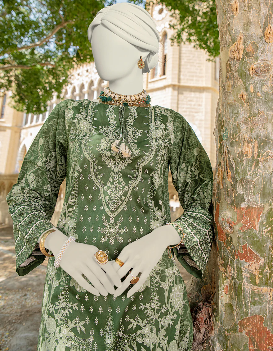 GREEN LAWN KURTI | JJLK-S-JSS-24-428 FB/NEON TRADTIONAL-3 - Image 3