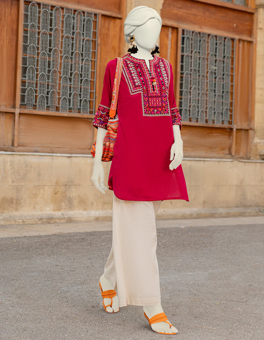 RED TEXTURED KURTI | JJLK-S-JSS-24-433 FB/KUTCH-02