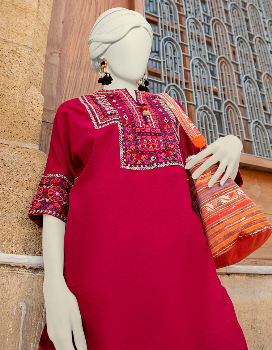 RED TEXTURED KURTI | JJLK-S-JSS-24-433 FB/KUTCH-02 - Image 2