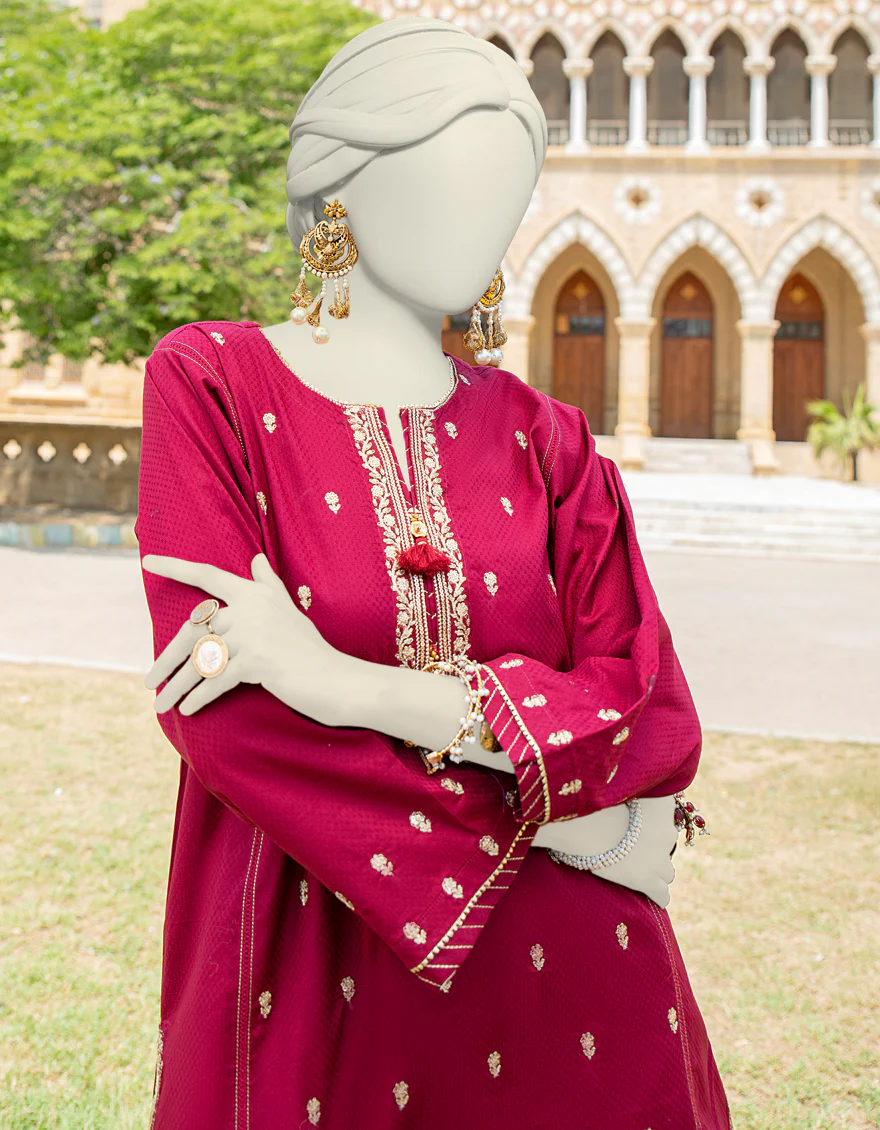 RED TEXTURED KURTI | JJLK-S-JSS-24-448 FB/ZARI-01 - Image 2