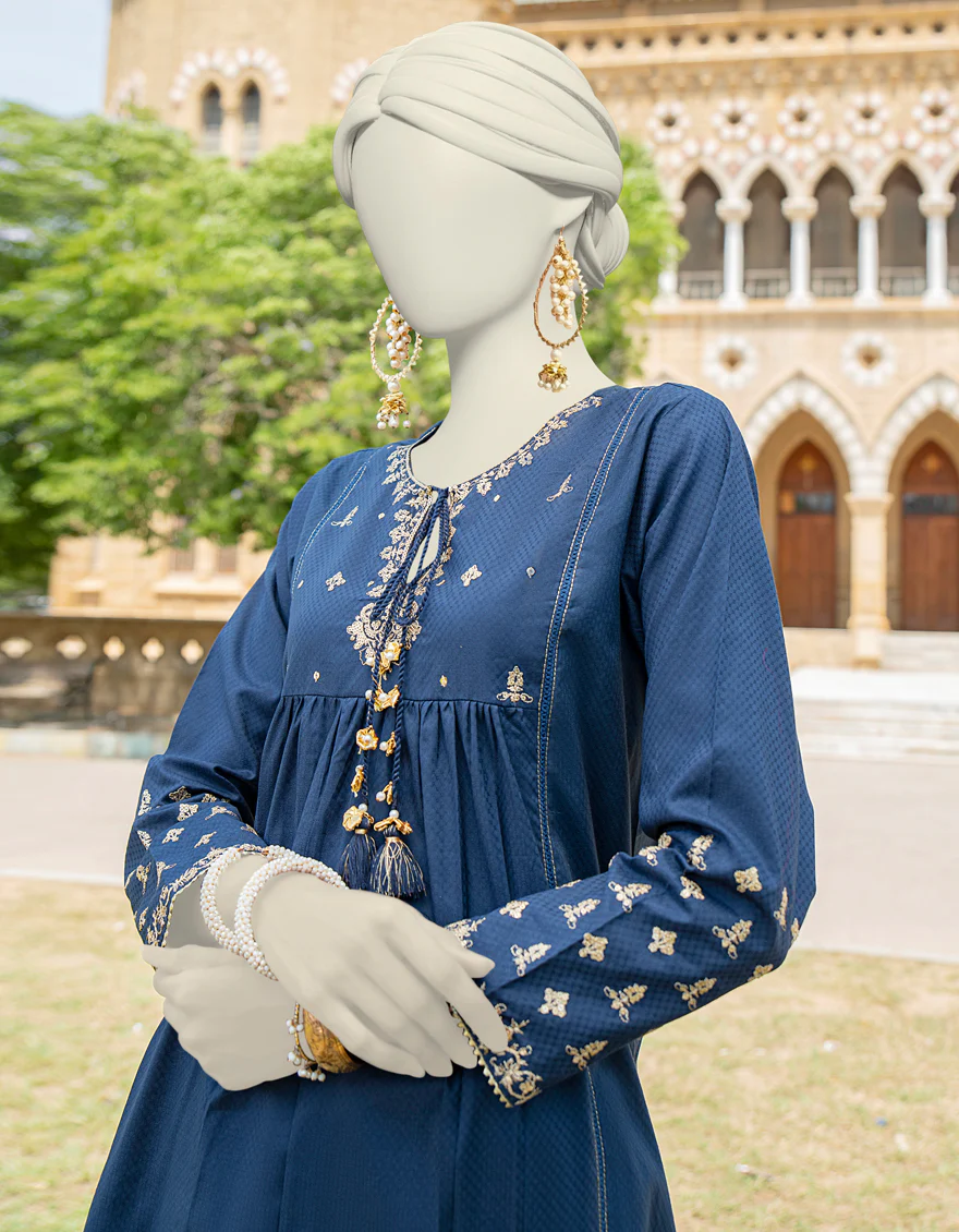 BLUE TEXTURED KURTI | JJLK-S-JSS-24-451 FB/ZARI-04 - Image 2