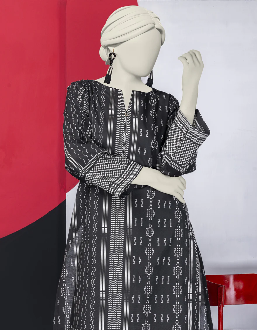 BLACK LAWN KURTI | JJLK-S-JSS-24-457 FB/ESSENTIAL-24 - Image 2
