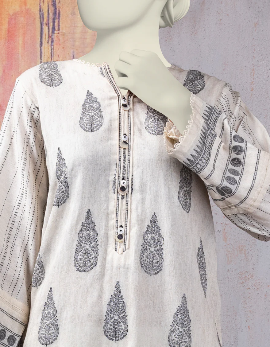 WHITE KHADDI KURTI | JJLK-S-JSS-24-465 FB - Image 3