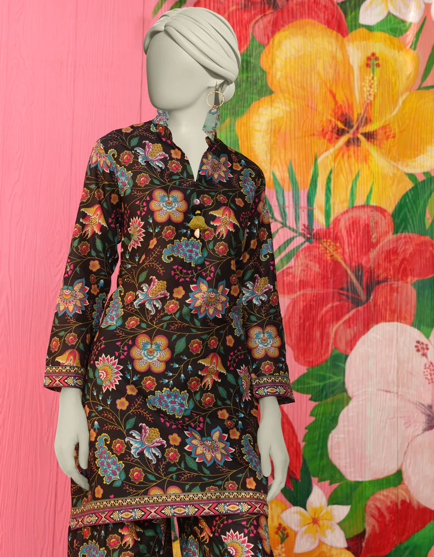 BLACK LAWN KURTI | JJLK-S-JSS-25-303 FB/ESSENTIAL-03 - Image 2